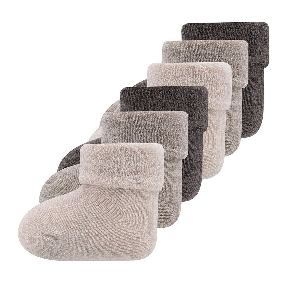 Socken Socken braun (6-Paar) Newborn Uni/Ringel Ewers