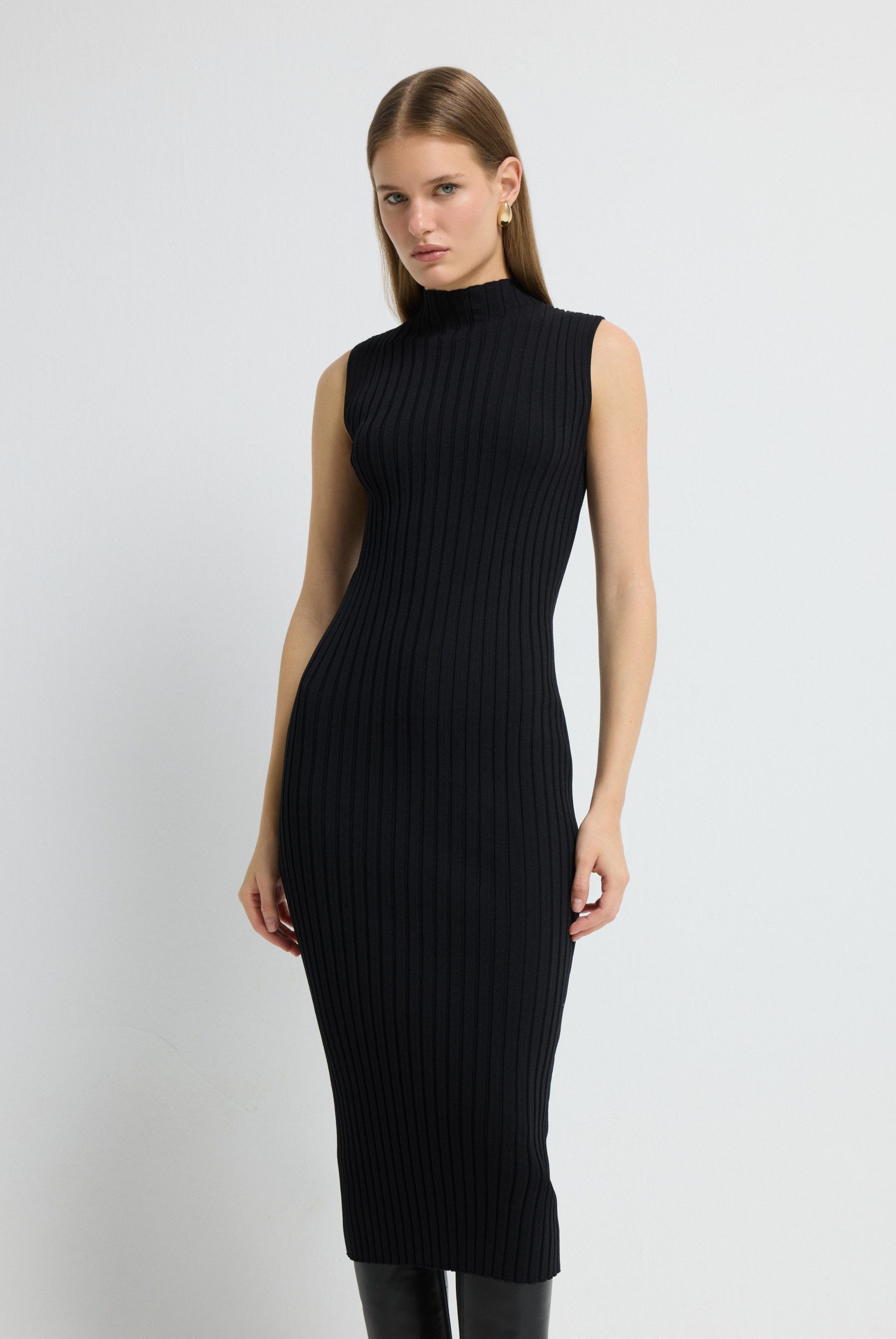 adL Cocktailkleid Ärmelloses Strick-Maxikleid