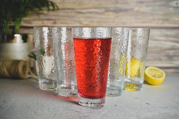 Sendez Longdrinkglas 6 Trinkgläser 390ml mit Hammerschlag-Optik Longdrinkgläser, Glas