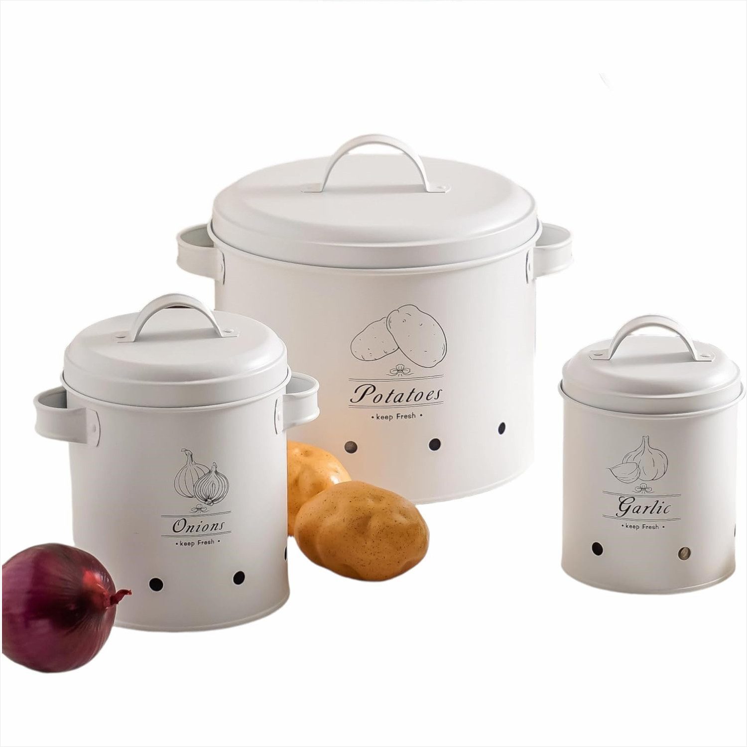 KingLux Aufbewahrungsbox 3Stück Kartoffel Aufbewahrungsbox, Vielseitiges Kartoffeltopf Set (3 St)