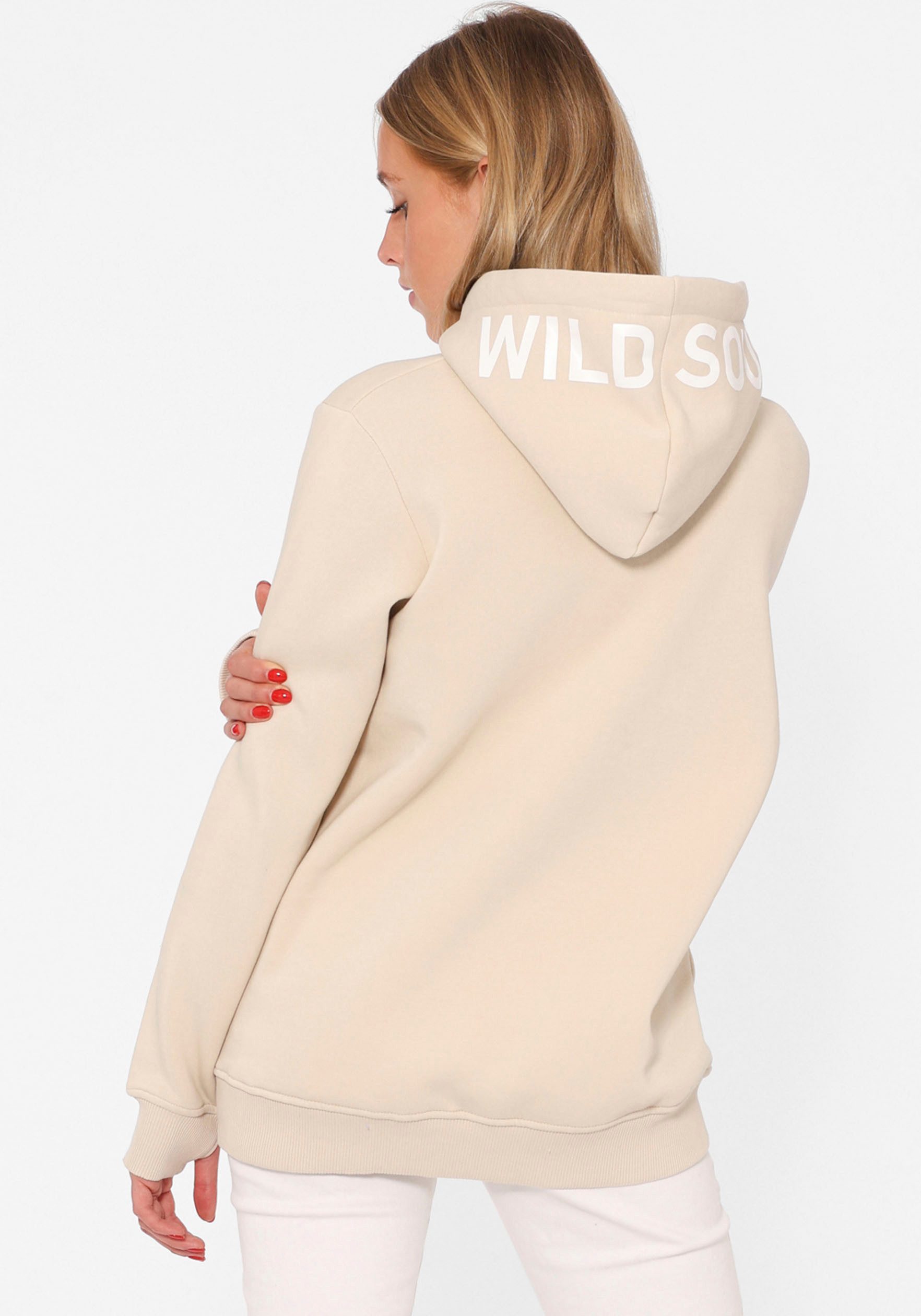 Zwillingsherz Hoodie mit "Wild and Free"-Aufdruck günstig online kaufen