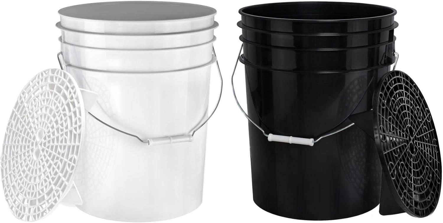 BENBOW Reinigungs-Set 2x Wascheimer, Schmutzsieb weiß und schwarz, (4-teilig), 2x Wascheimer, Schmutzsieb weiß und schwarz