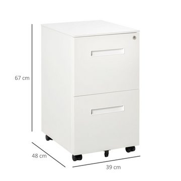 Vinsetto Rollcontainer Aktenschrank mit 2 Schubladen Abschließbarer Rollschrank Bürocontainer, (Druckschrank, 1 St., Büroschrank), für Akten im A4 Format