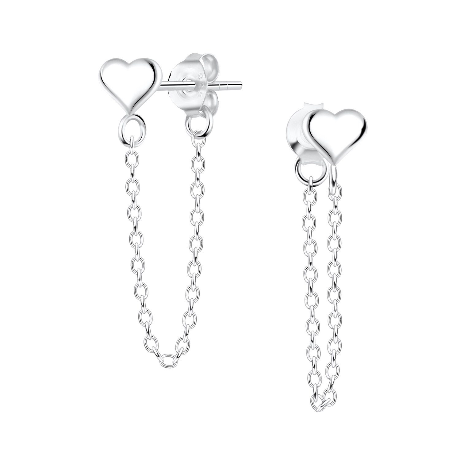 ALEXANDER YORK Paar Ohrstecker HERZ mit Kette, 2-tlg., 925 Sterling Silber