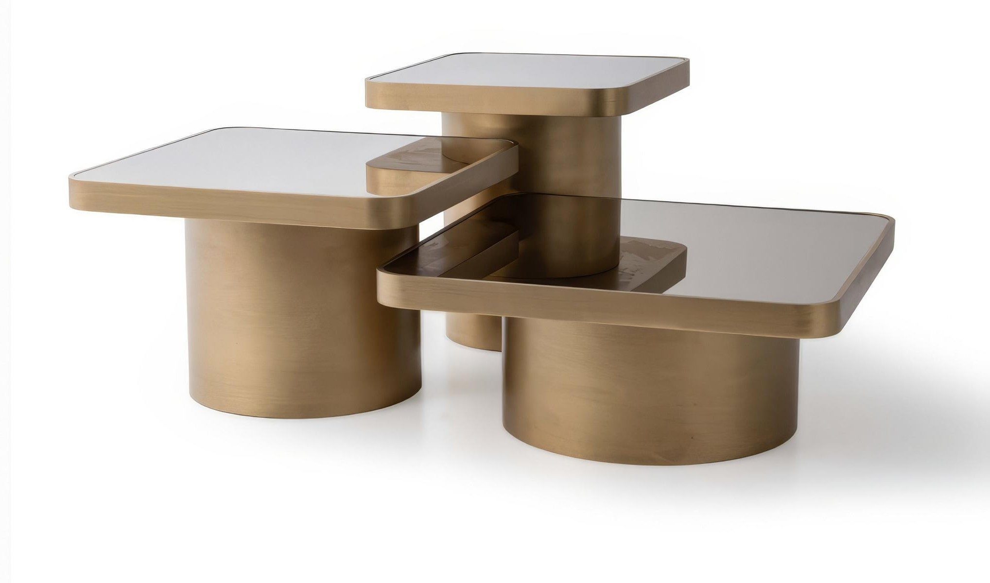 Xlmoebel Esstisch Elegantes 3-teiliges Couchtisch-Set in Gold mit modernem Design (Couchtisch-Set, 3-teilig), Made in Europa