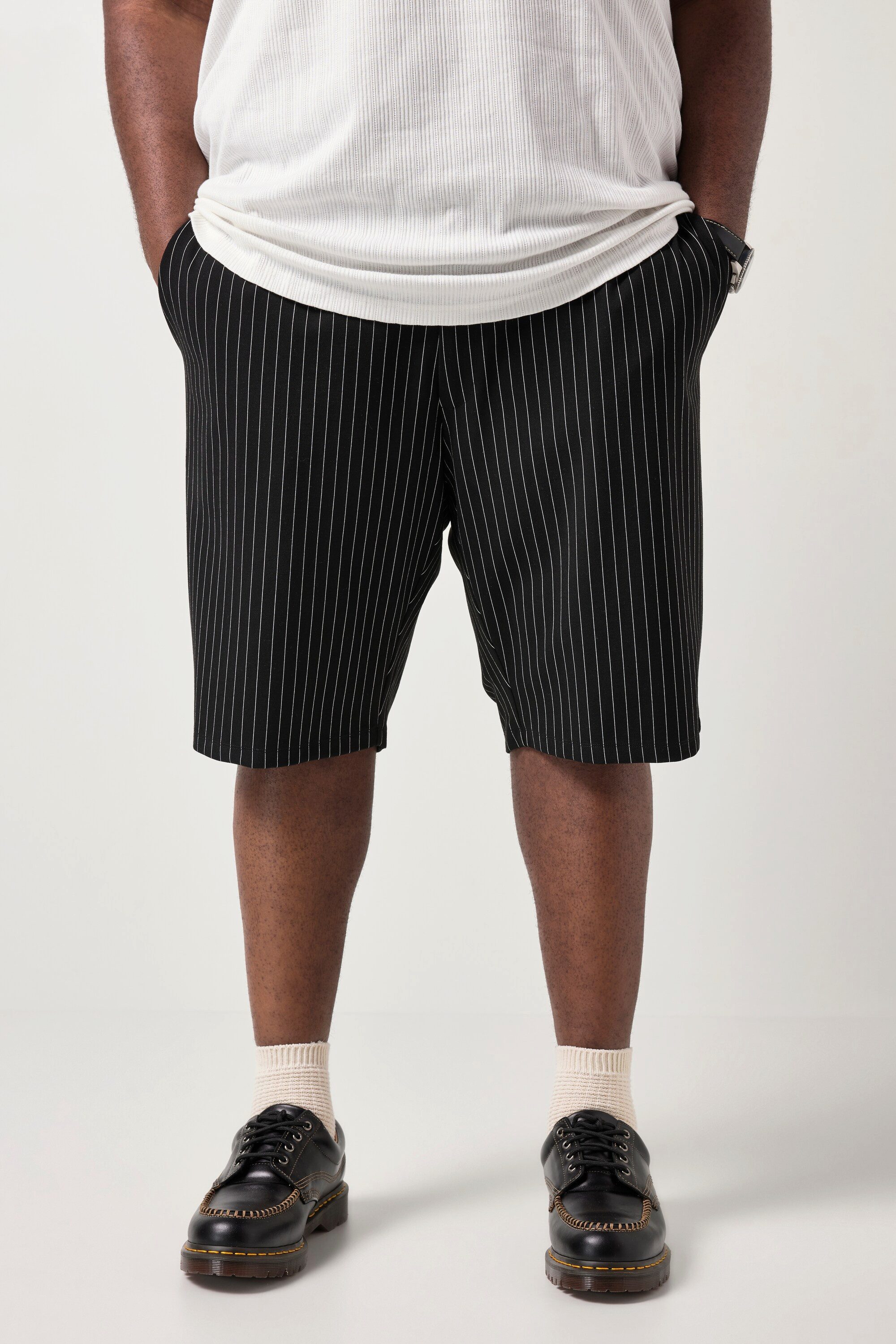 STHUGE Sweathose Sweat-Bermuda Interlock-Qualität Nadelstreifen