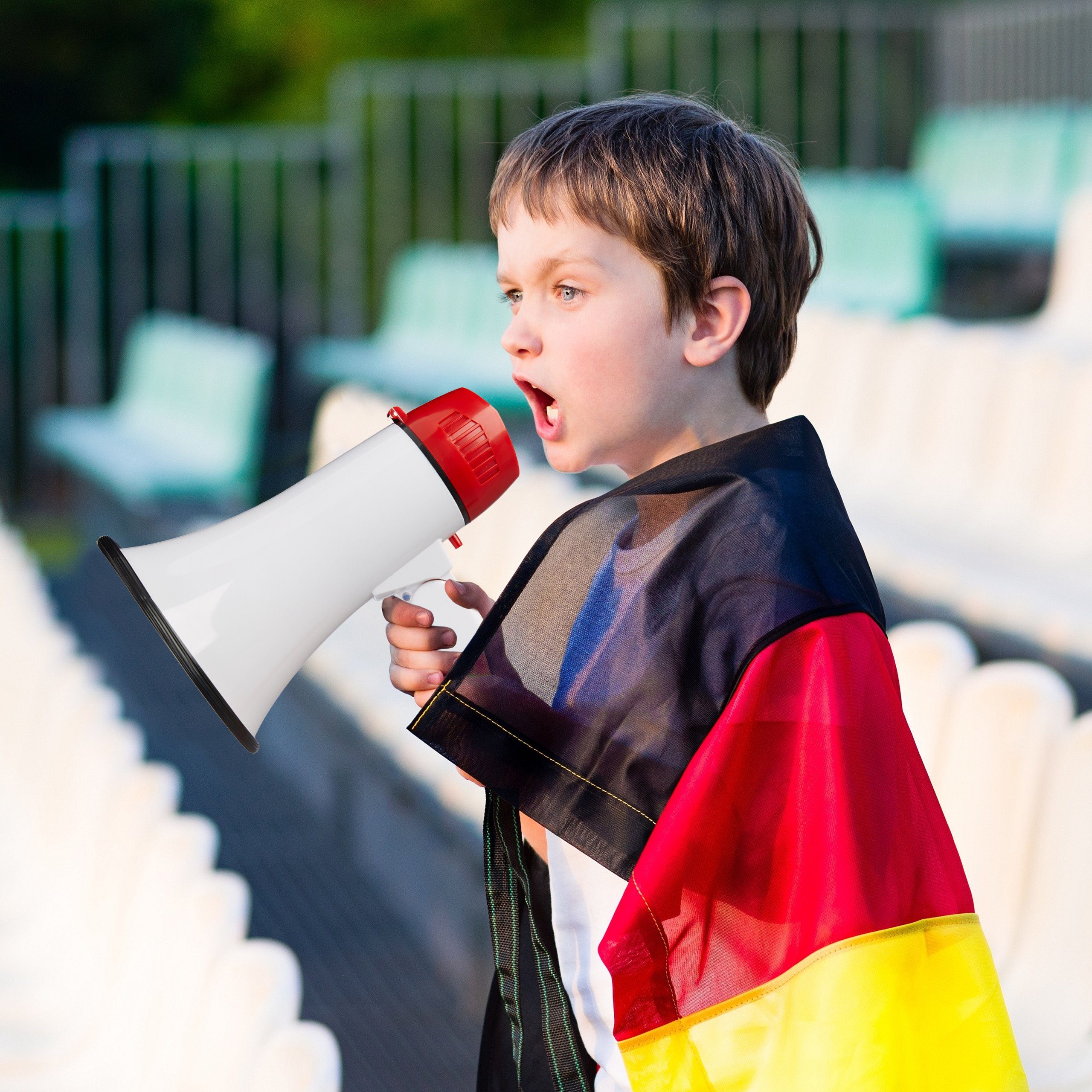 relaxdays Fußball Megafon Stadion weiß