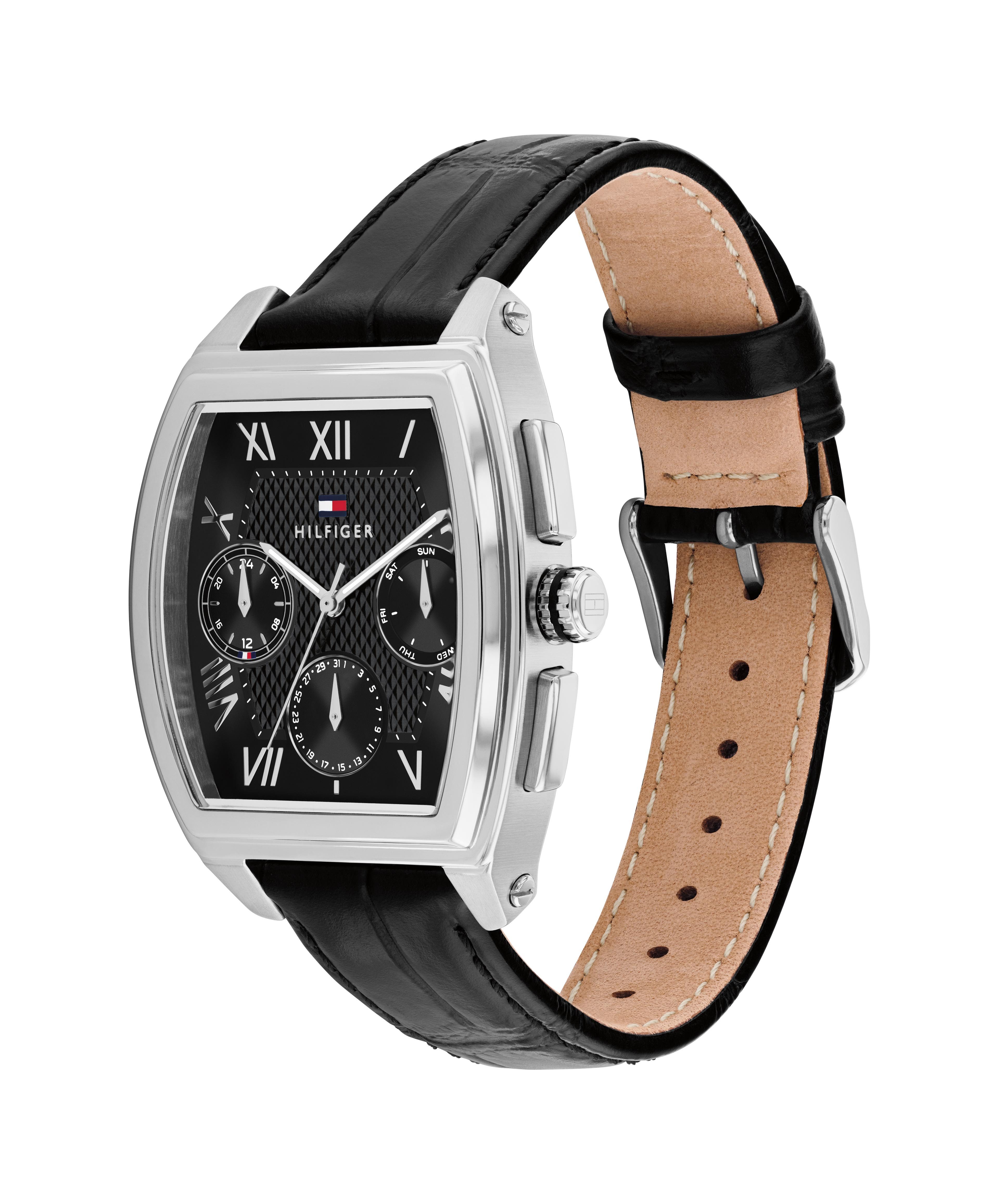 Tommy Hilfiger Multifunktionsuhr TH-OXFORD 1710761, Quarzuhr, Armbanduhr, Herrenuhr, Lederarmband, analog