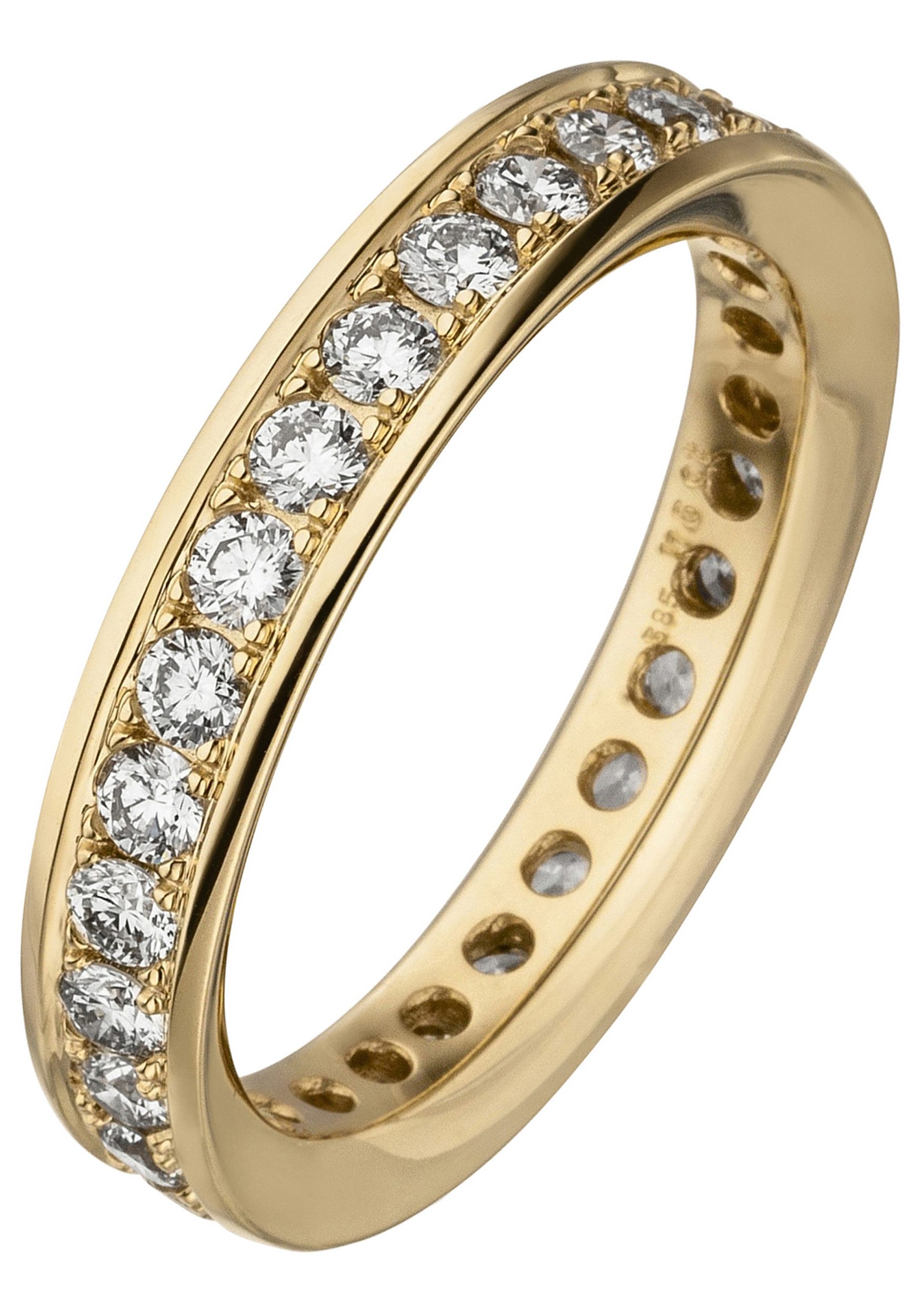 JOBO Diamantring Memory Ring Goldring, 585 Gold mit Diamanten rundum