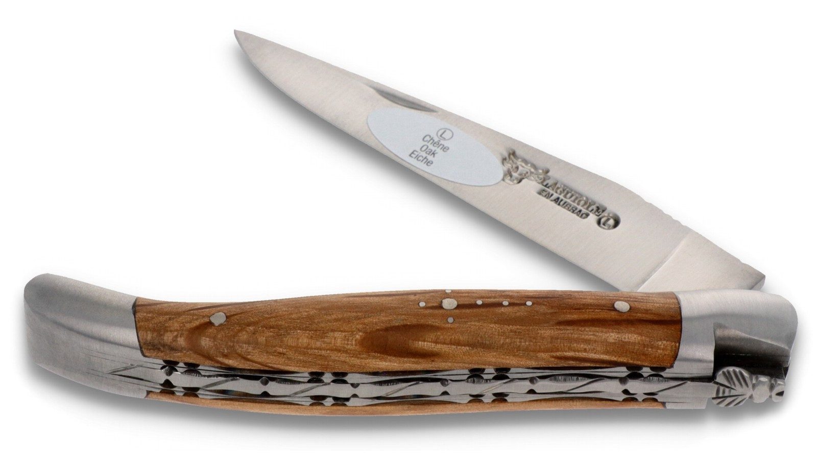 Laguiole en Aubrac Taschenmesser L0711GOIF, Griff 11cm Eichenholz - Doppelplatine - Klinge Backen Stahl satiniert