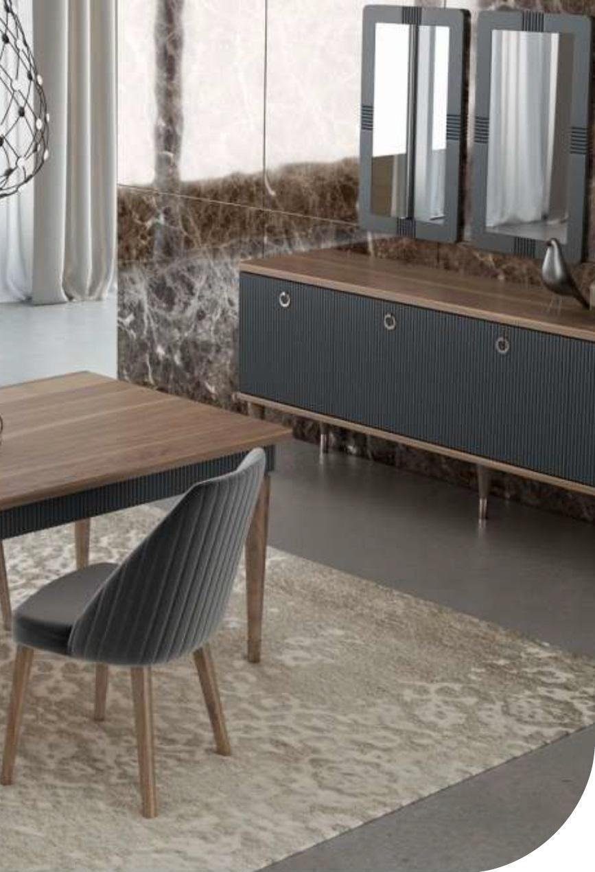 JVmoebel Stuhl Grauer Moderner Luxus Stuhl Stühle Einsitzer Holzmöbel Küchenstühle (1 St)