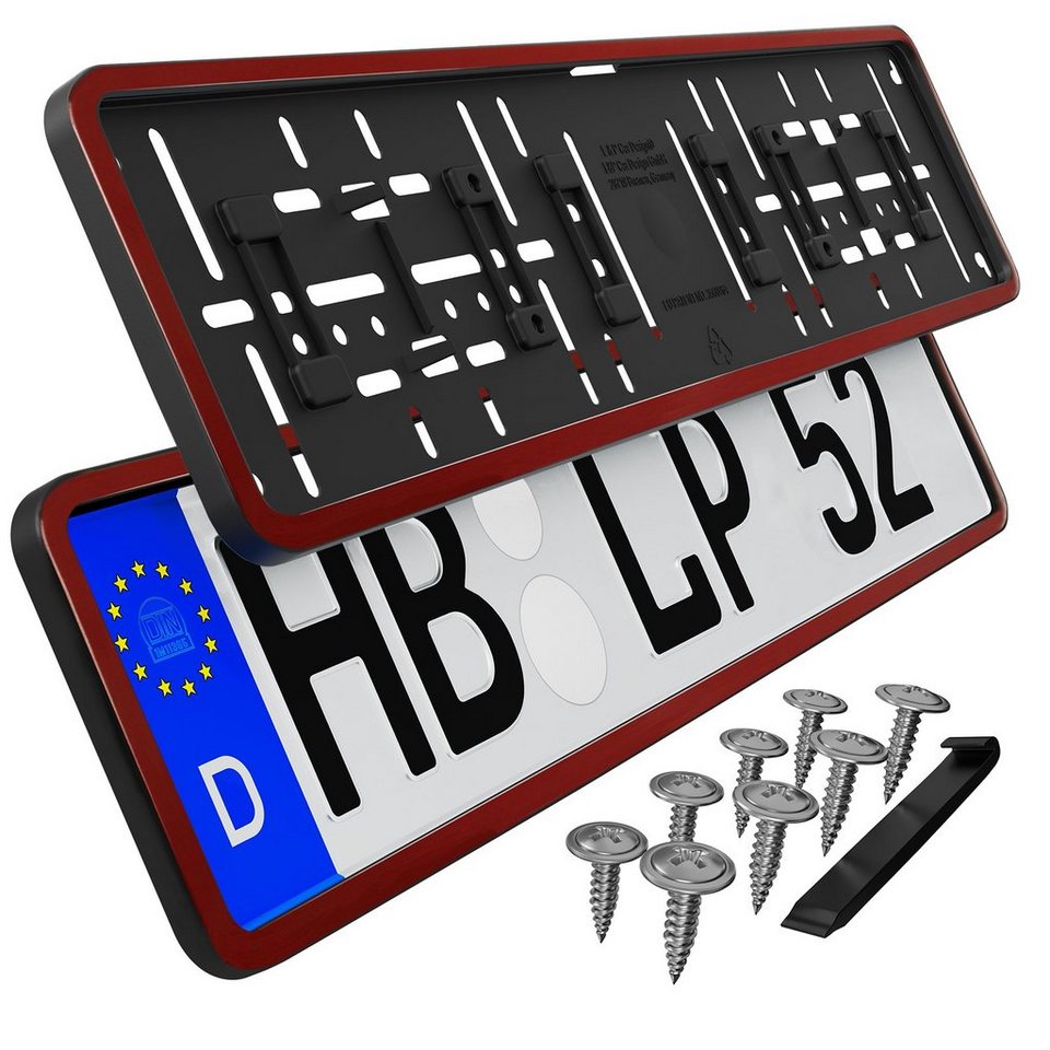 L & P Car Design Kennzeichenhalter für Auto mit umlaufendem Rahmen