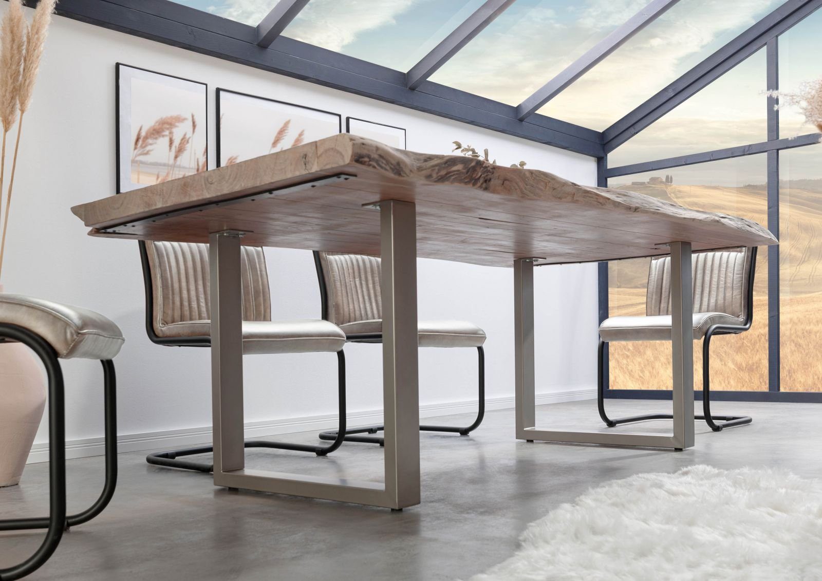Massivmoebel24 Baumkantentisch FREEFORM (150x100x78 Akazie, Esstisch günstig online kaufen