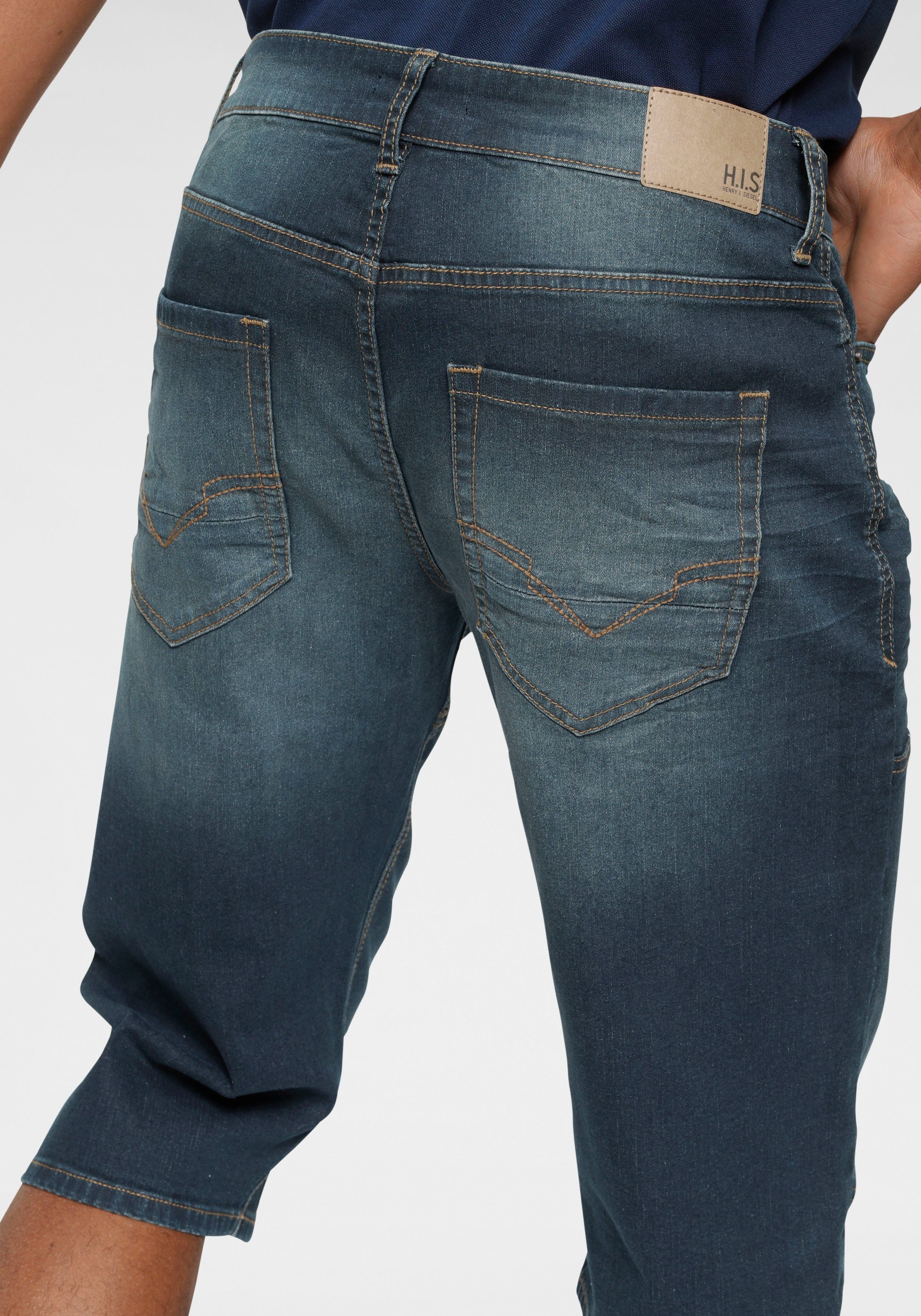 H.I.S Jeansbermudas HANTZ (Set, 2-tlg., mit abnehmbarem Gürtel) gerader Beinschnitt, Used-Look mit Abriebeffekten