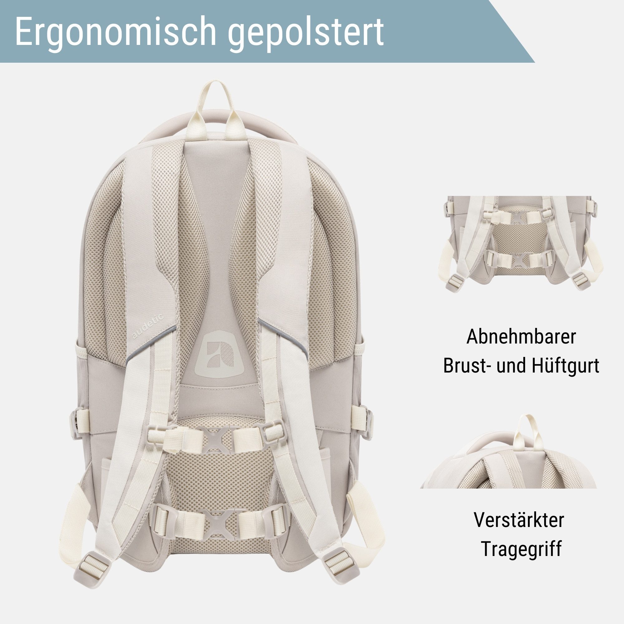 audetic Schulrucksack Cosmo Rucksack Schule Mädchen Jungen Teenager (1-tlg), Ergonomisch, Gepolstert, Wasserabweisend – Bild 4 von 5