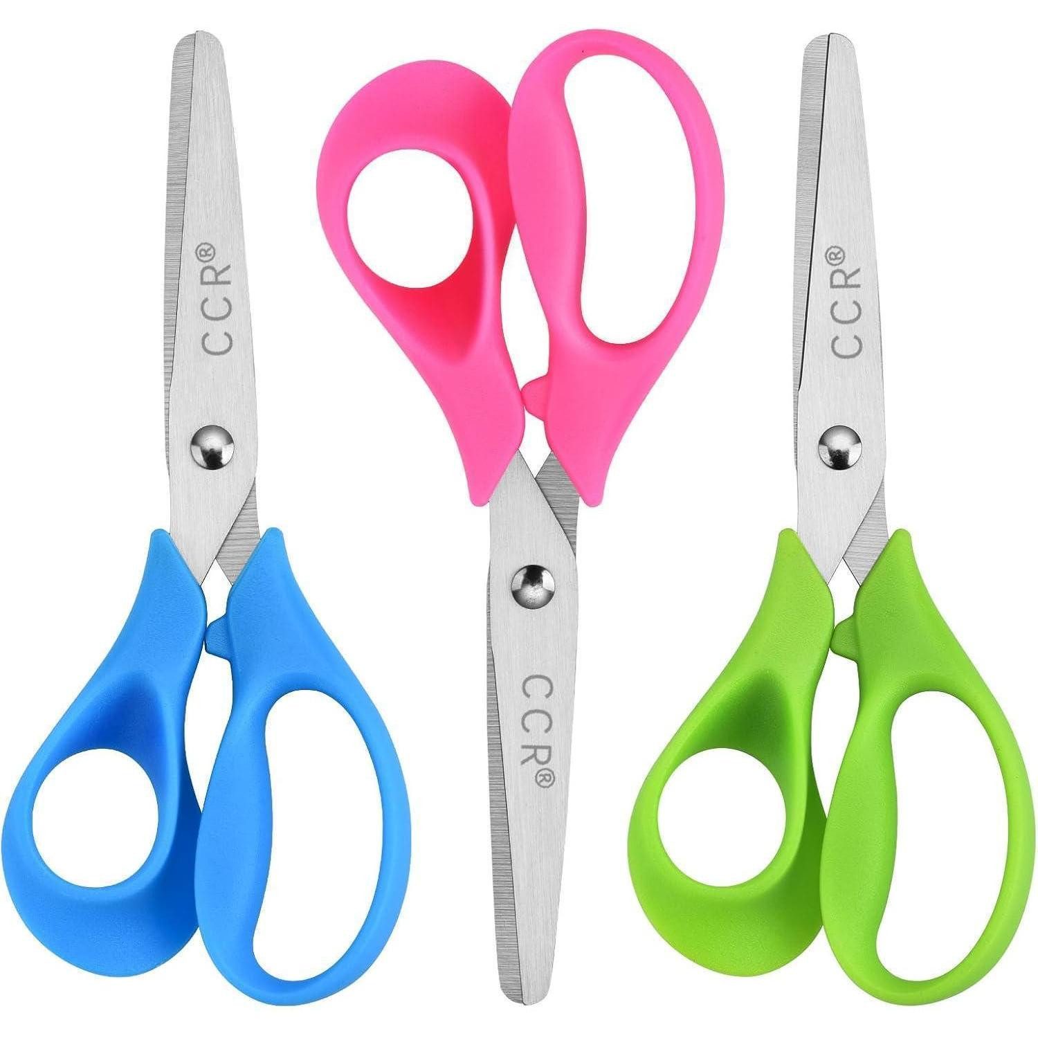 LuxusKollektion Bastelscheren Linkshänder Schere Kinder 13cm Edelstahl Stumpfe Sicherheitsschere 3er