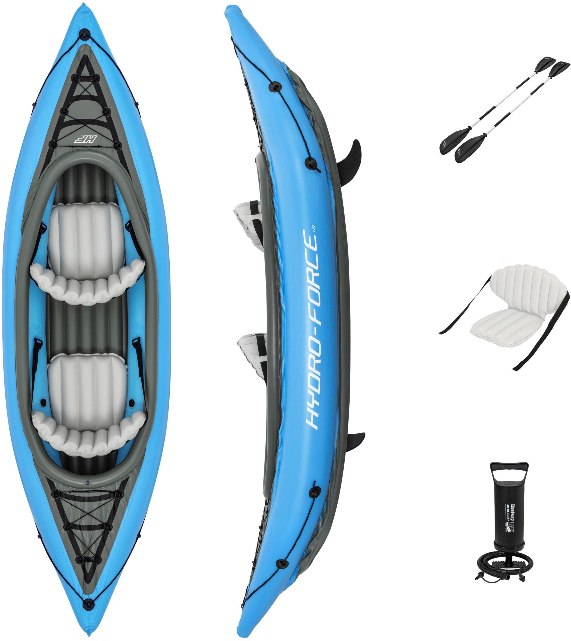 Bestway Zweierkajak Kajak-Set "Cove Champion X2" Hydro-Force, (Set, 6-St., mit 2 Paddeln und Luftpumpe)