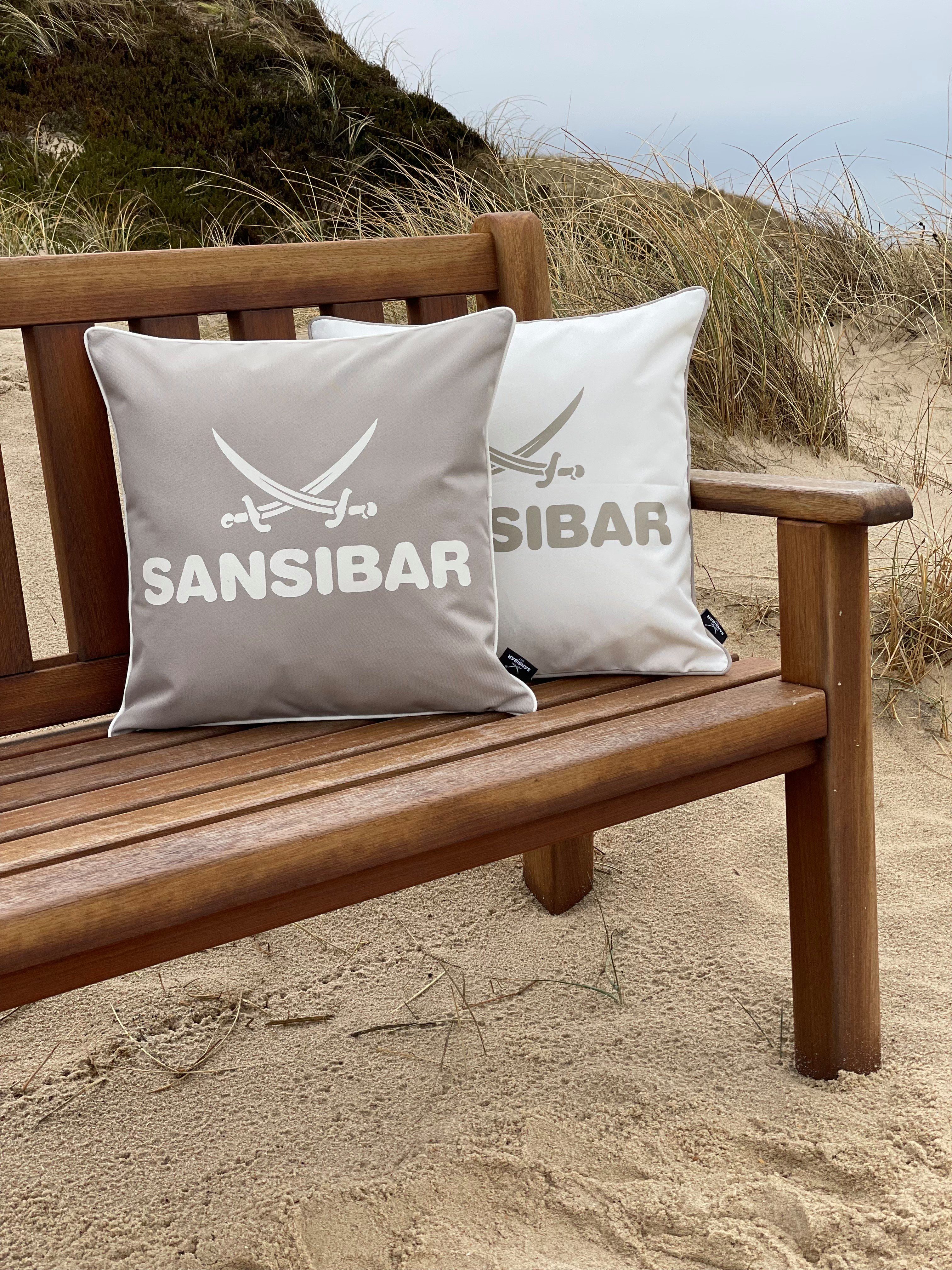 Sansibar Sylt Dekokissen Outdoor Kissen Sansibar (1 Stück), Logodruck, 45x45 cm, Kissenfüllung, Outdoor geeignet, wasser- und schmutzabweisend