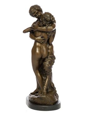 Aubaho Skulptur Bronzeskulptur Faun Nymphe Liebespaar Bronze Figur Skulptur 57cm sculp