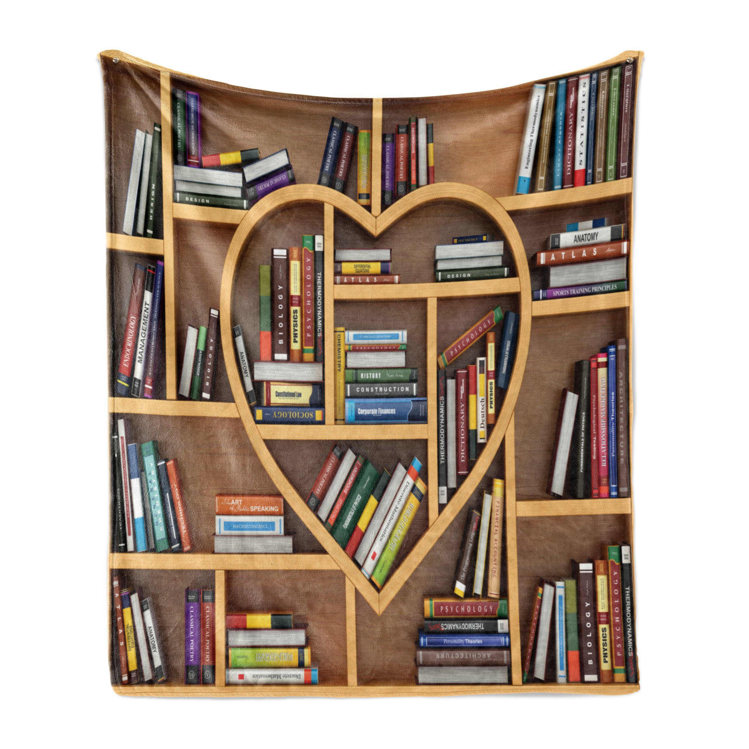 Wohndecke Gemütlicher Plüsch für den Innen- und Außenbereich, Abakuhaus, Bibliothek Liebe-Lesebücher Herz
