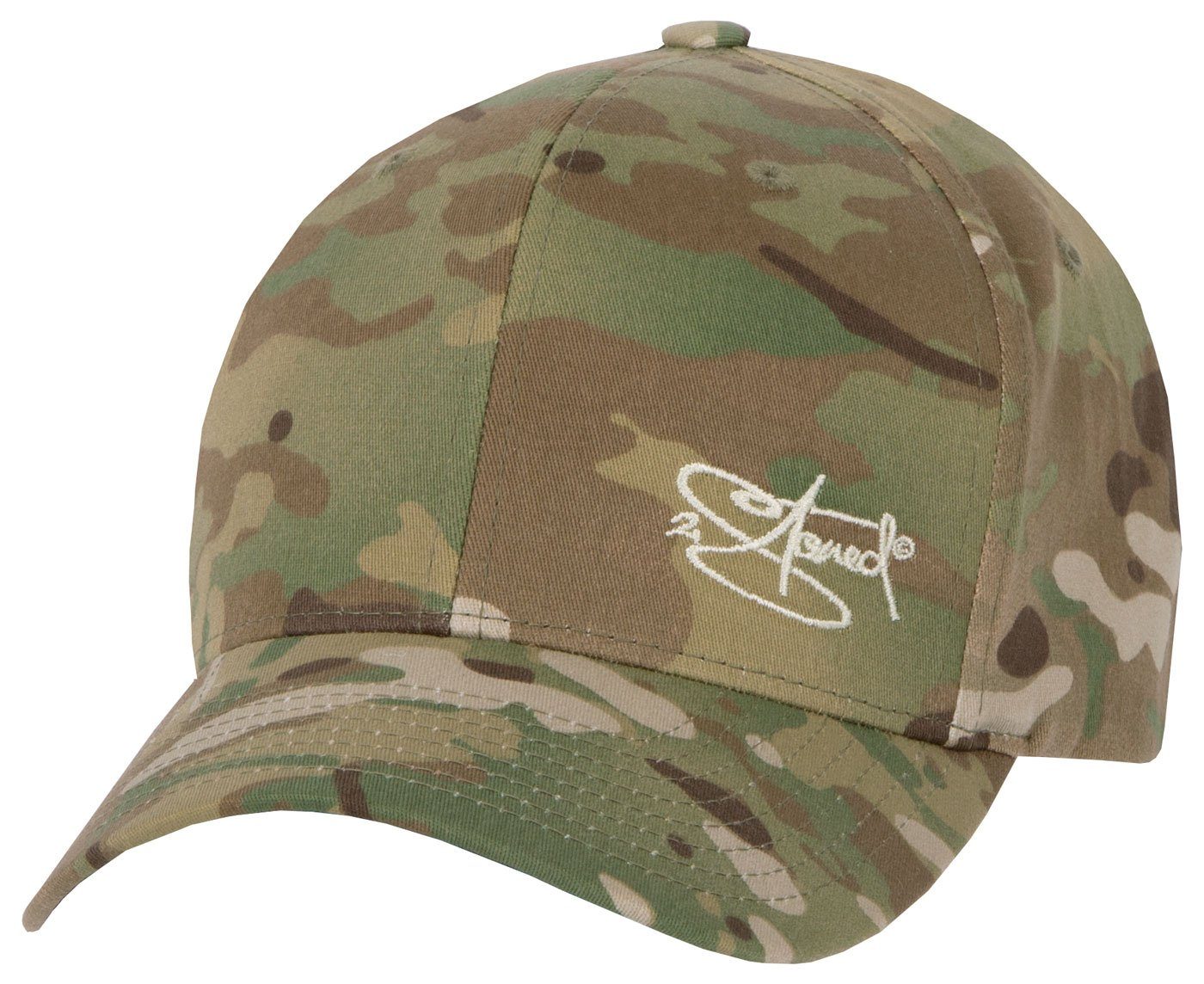 2Stoned Baseball Cap Flexfit Cap Multicam Camouflage Unisex mit Stick von 2Stoned hinten geschlossen, verstärkte Front, mittleres Profil