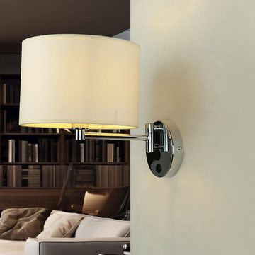 Licht-Erlebnisse Wandleuchte HOTEL, ohne Leuchtmittel, Wandlampe Metall Stoff gemütlich E14 blendarm Schlafzimmer