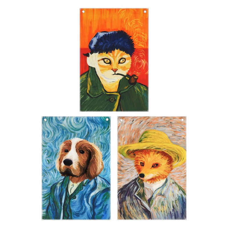 GalaxyCat Poster »Tieren im Vincent van Gogh Stil Stoff Poster Set«, Fuchs, Katze, Hund, Tieren im Vincent van Gogh Stil Rollbild / Wallscroll
