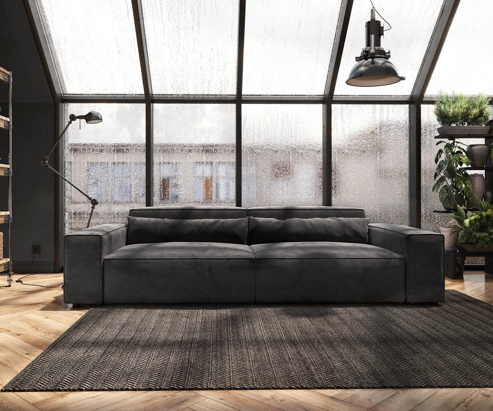 DELIFE Big-Sofa Sirpio, XL Mikrofaser Schwarz 270x130 cm günstig online kaufen