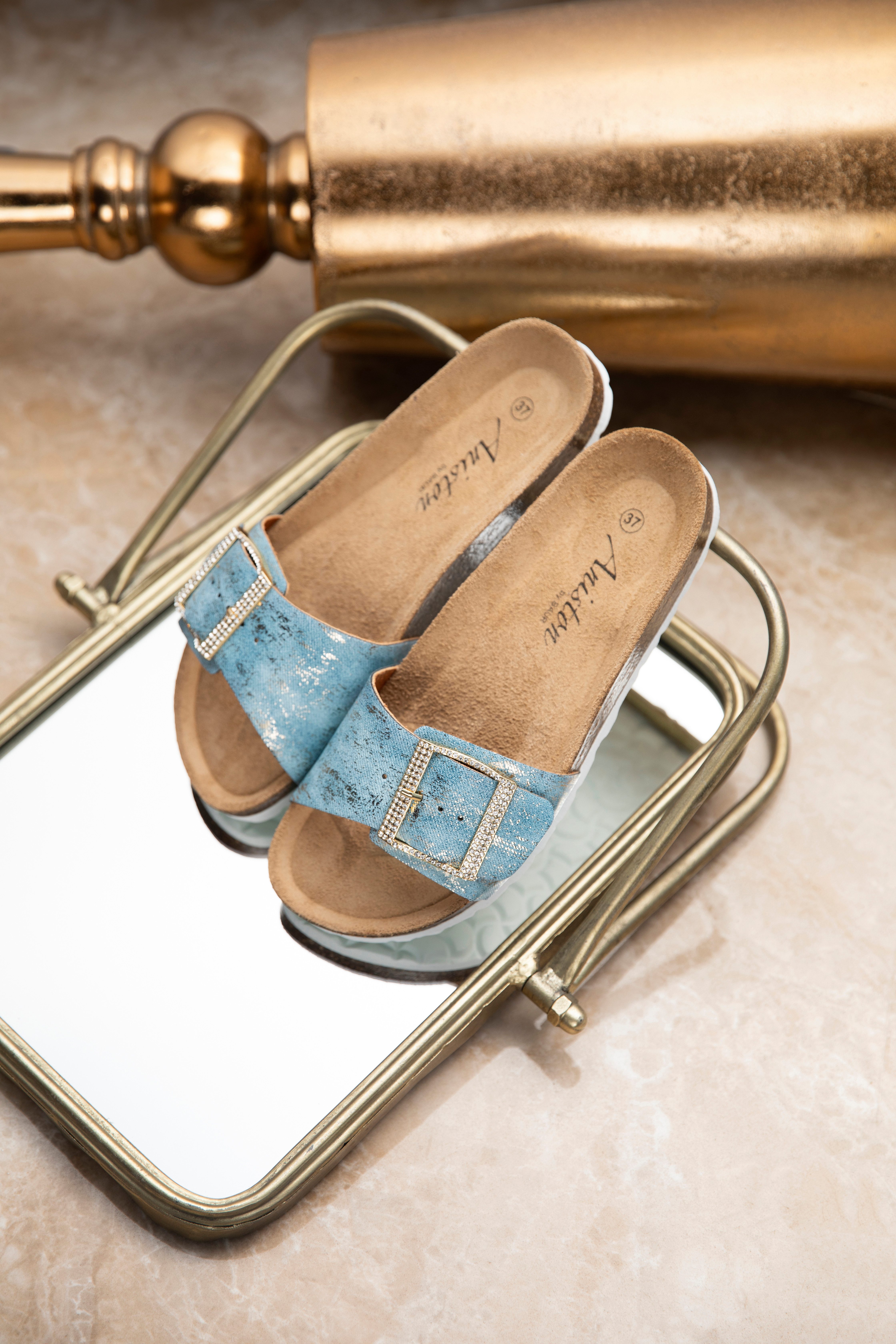 Aniston SHOES Pantolette, Sommerschuh, Strandschuh, Glitzersteine - NEUE KO günstig online kaufen