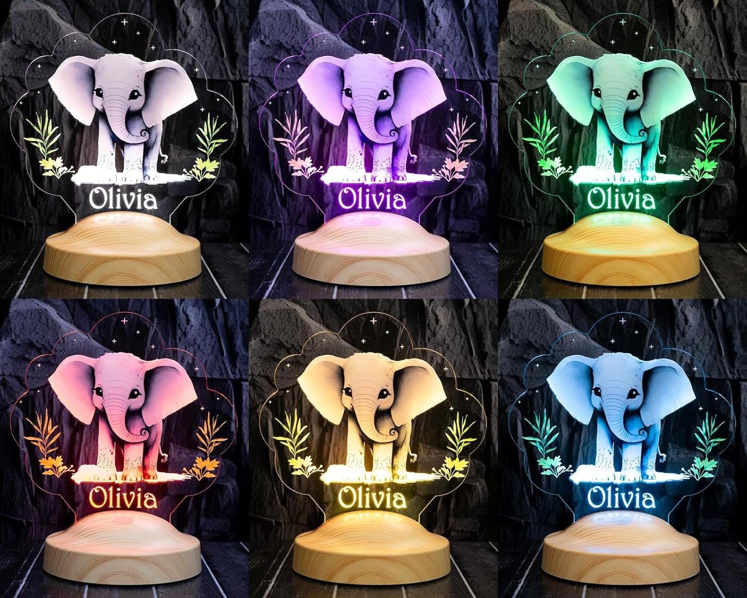 Geschenkelampe LED Nachttischlampe Elefant Nachtlicht 3D Nachttischlampe für Kinder, Babys, Mädchen, LED fest integriert, Geburtstagsgeschenke für Mädchen, Baby, Kinder