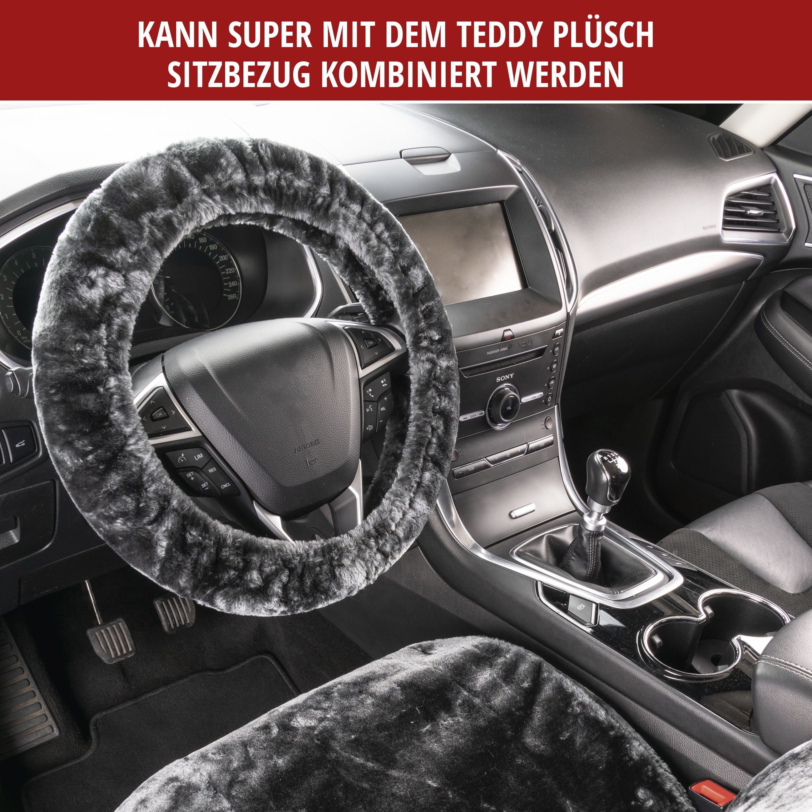 WALSER Steering Wheel Cover, Teddy Bear, (1-piece)