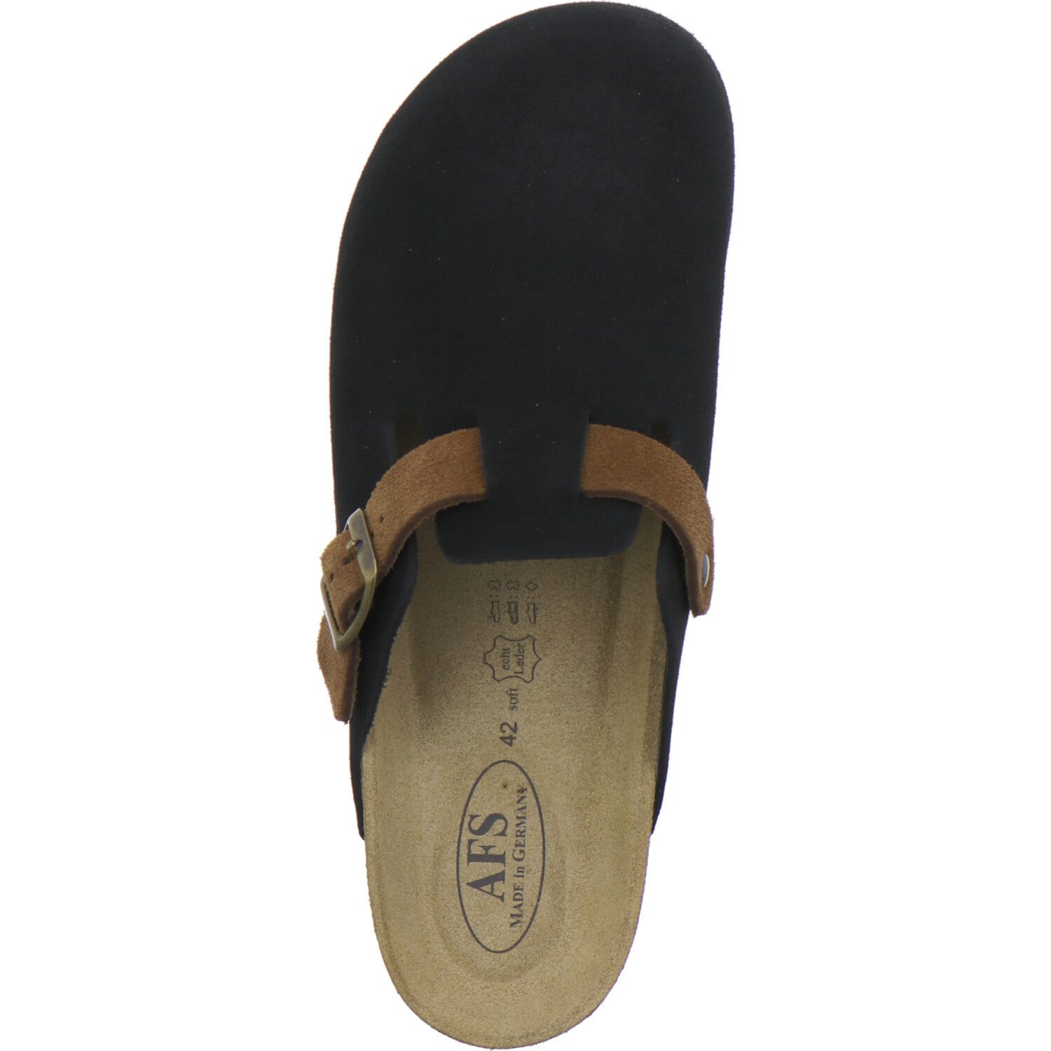 AFS-Schuhe 390020 Clogs Pantolette für Herren aus Leder mit Fußbett, Hausschuhe Made in Germany