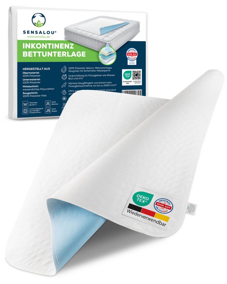 Inkontinenzauflage Inkontinenz Unterlage - wasserdichte Bett Matratzen Auflage Sensalou, wasserdicht, atmungsaktiv, waschbar