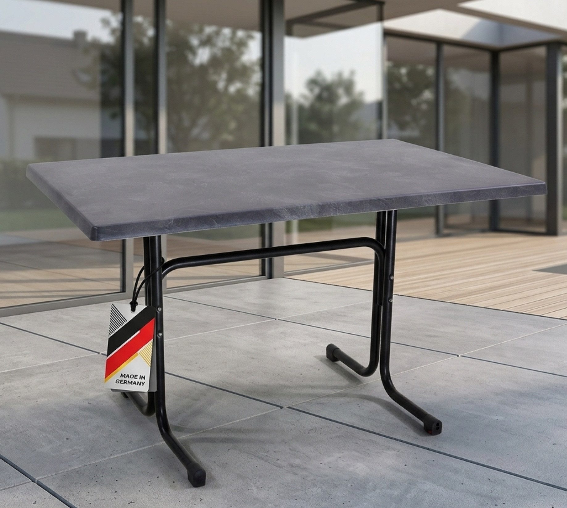 Gardissimo Gartentisch 120x80 cm Dark Slate Topalit Tischplatte zusammenklappbar (Spar-Set, 1-St., 1 Tisch), Made in Germany / wetterfest / klappbar / pflegeleicht
