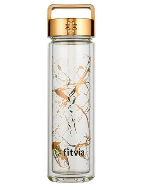 fitvia Thermoflasche in goldenem Marmor-Design