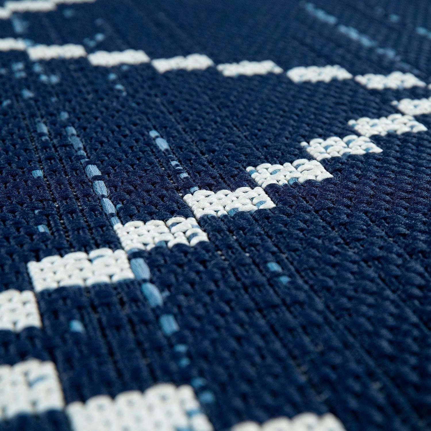 Teppich Kortrijk 742, Paco geeignet, und In- Wohnzimmer blau Rauten 4 mm, Flachgewebe, Höhe: Design, Outdoor rechteckig, Home