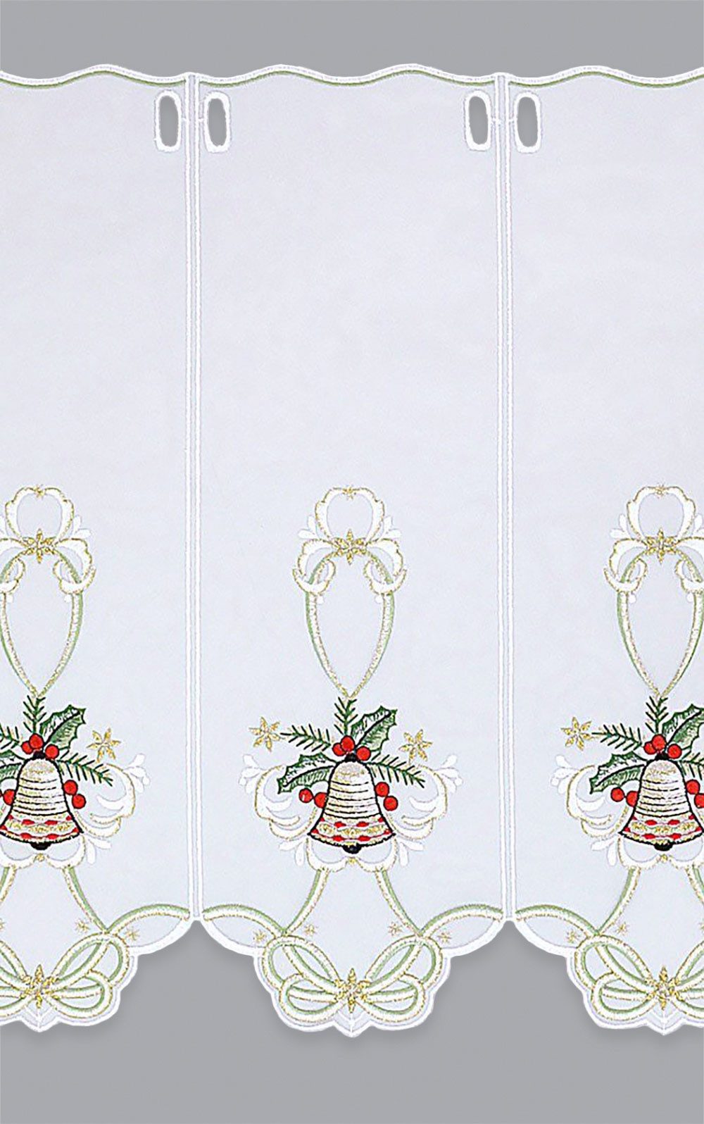 Plauener Spitze® Scheibengardine Weihnachtsglocke (1 St), transparent, HxB 30x49.5cm