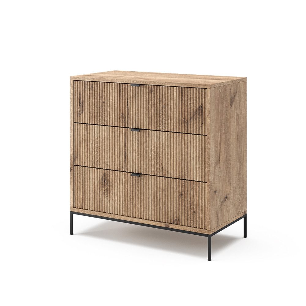 Vicco Kommode Eliza, Viking Oak, 80 x 81.2 cm mit 3 Schubladen (1 St)