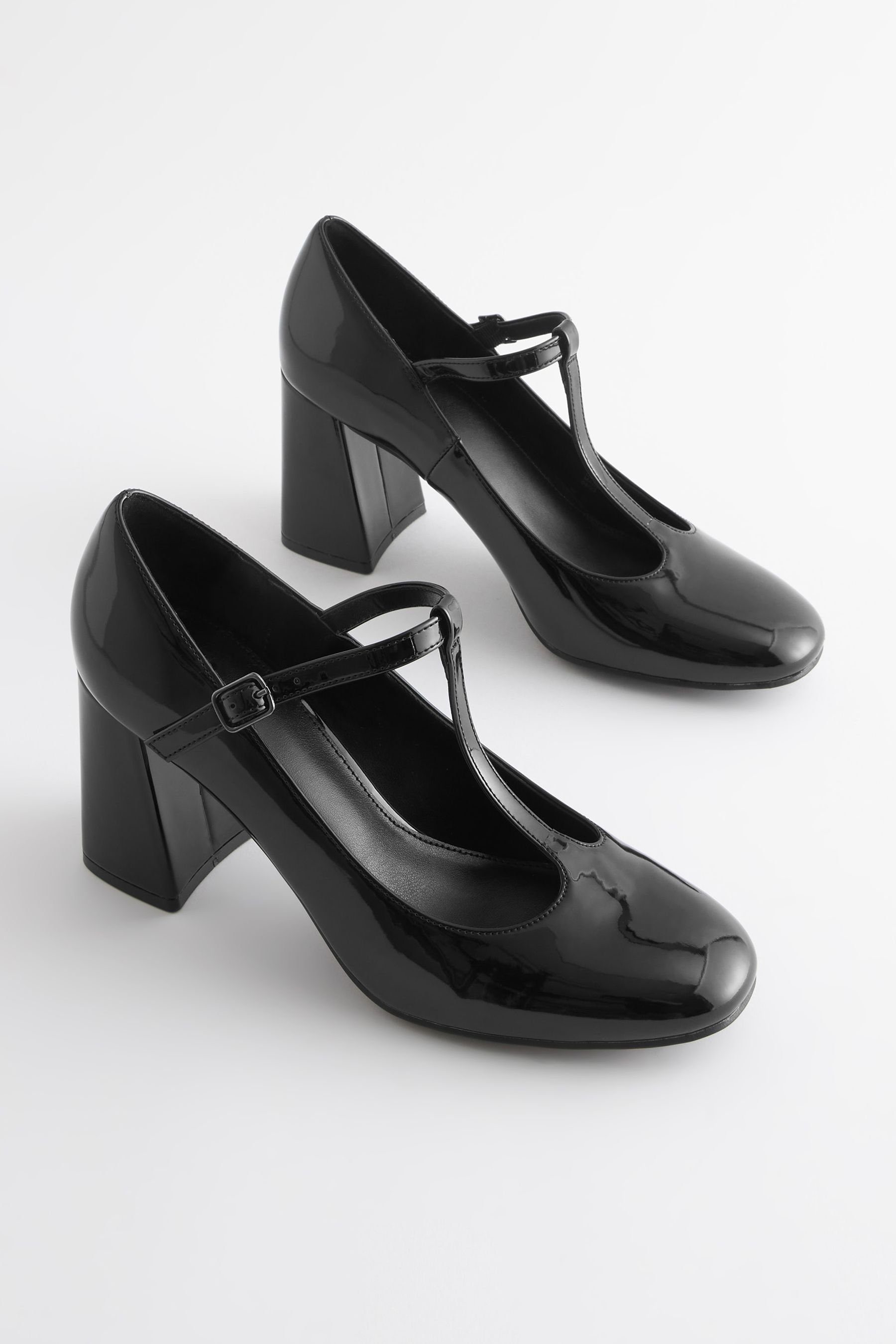 (1-tlg) Schuhe Pumps mit Next und Forever Black T-Steg Blockabsatz Comfort