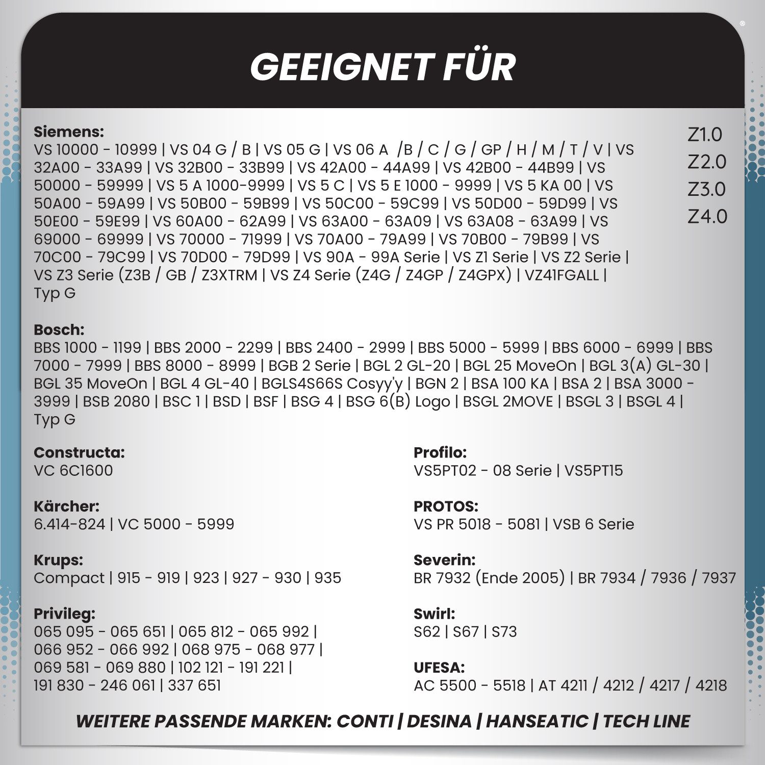 McFilter Staubsaugerbeutel 20 Staubbeutel, passend für Siemens VSZ3XTRM11, 20 St., 5-lagiger Staubbeutel mit Hygieneverschluss, inkl. Filter