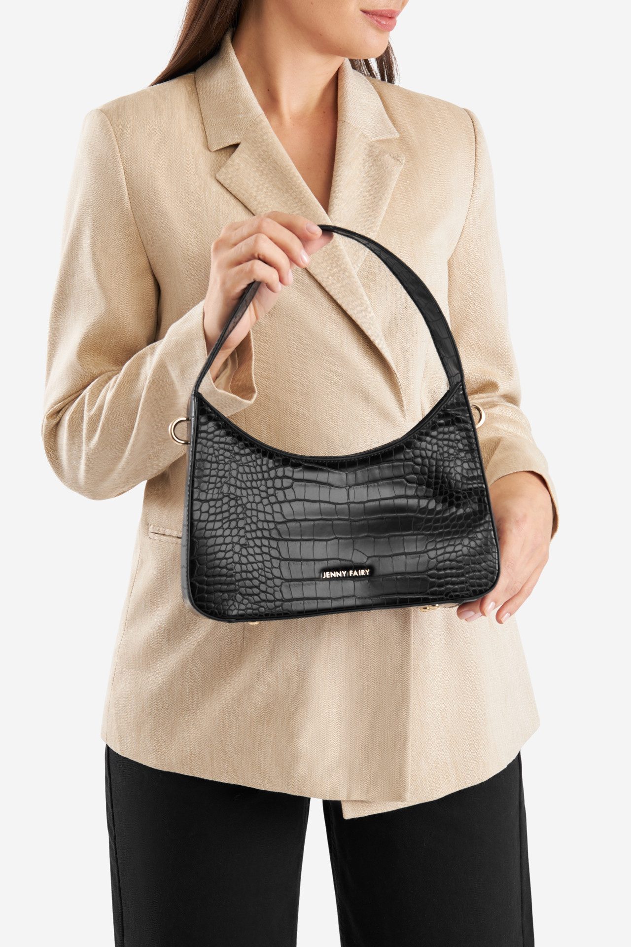 Handtasche Jenny Fairy Kleine Hobo-Tasche JFR-B-003-06 Schwarz