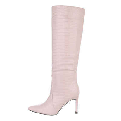 Ital-Design Damen Elegant High-Heel-Stiefel Pfennig-/Stilettoabsatz High-Heel Stiefel in Altrosa
