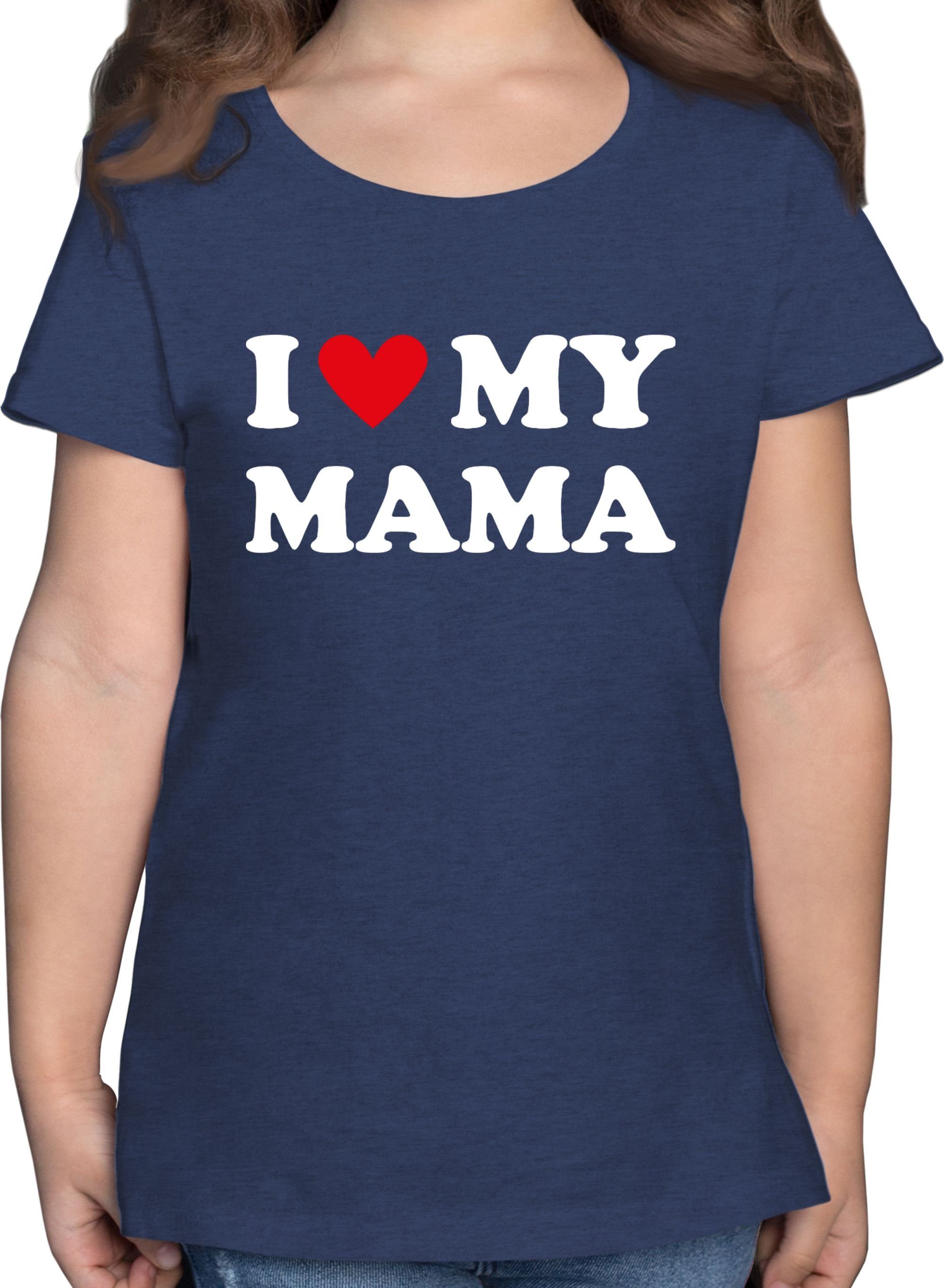 Shirtracer T-Shirt I love my Mama - Mum Muttertagsgeschenk 1 Dunkelblau Meliert