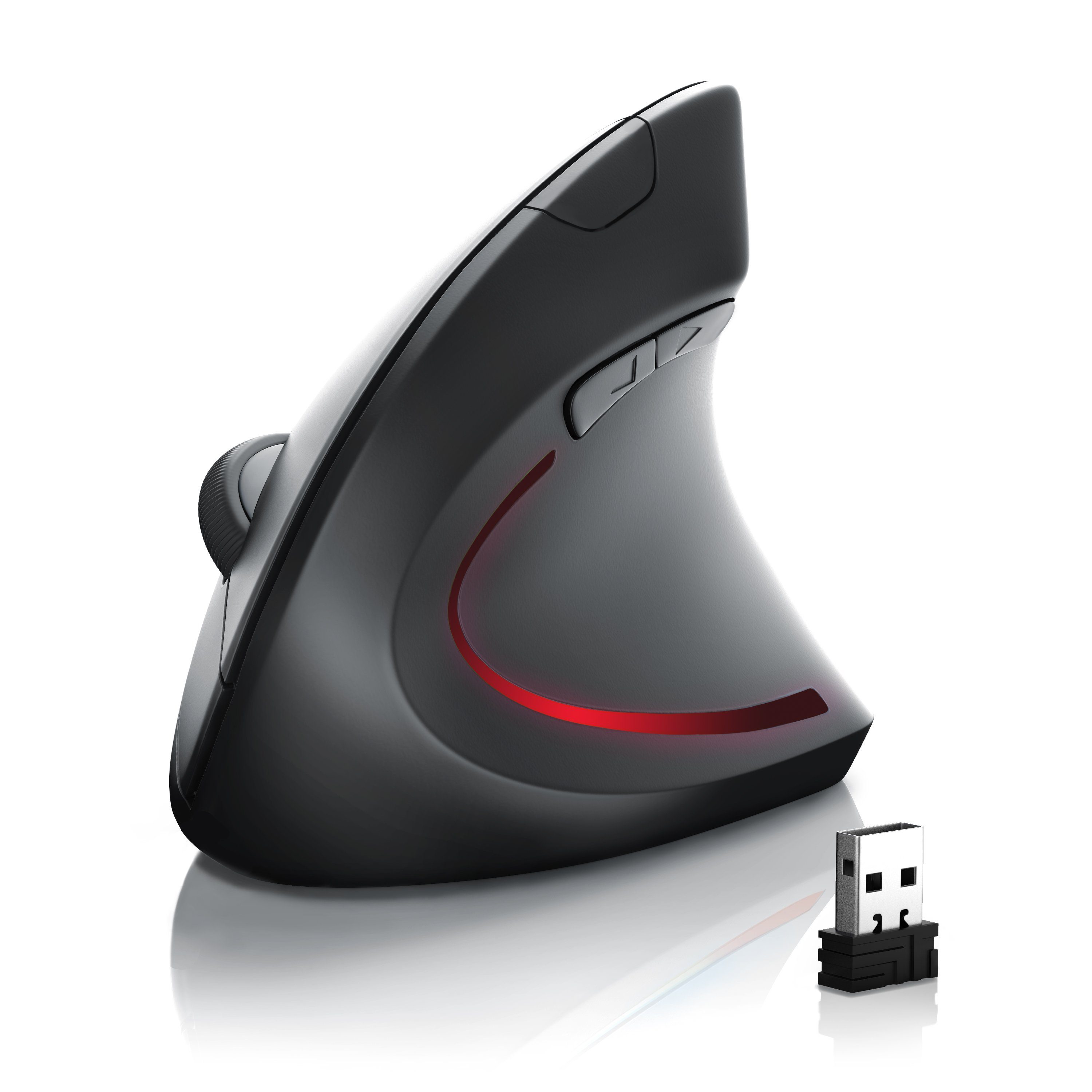 CSL optische vertikale Funk Mouse, Wireless, kabellos, 5 Tasten ergonomische Maus (Funk, ergonomisch, armschonend, Vorbeugung gegen Mausarm / Tennisarm (RSI)