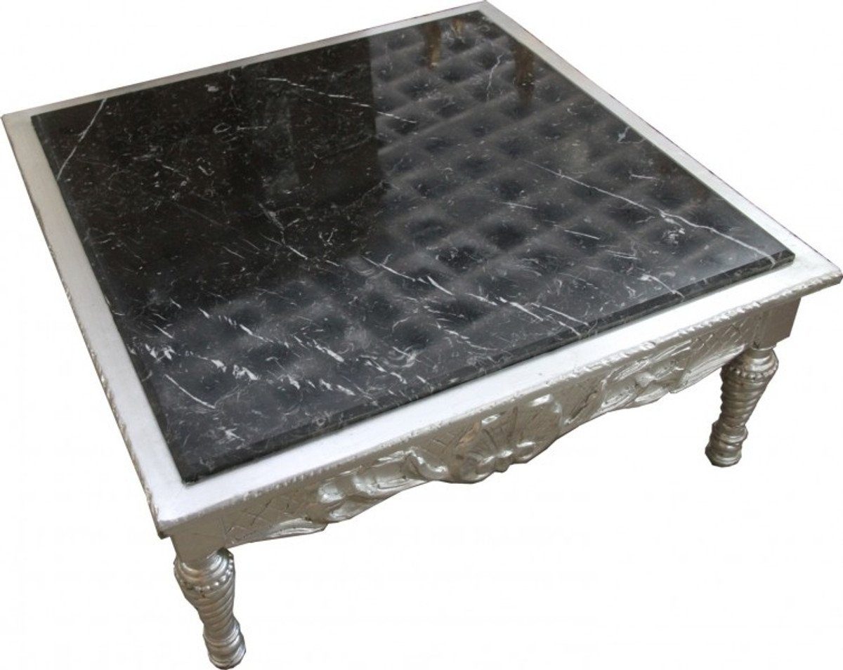 x Casa Padrino mit Marmorplatte Möbel x 43.5 Barock Silber Couchtisch cm Barock - 95 Couchtisch 95 schwarzer