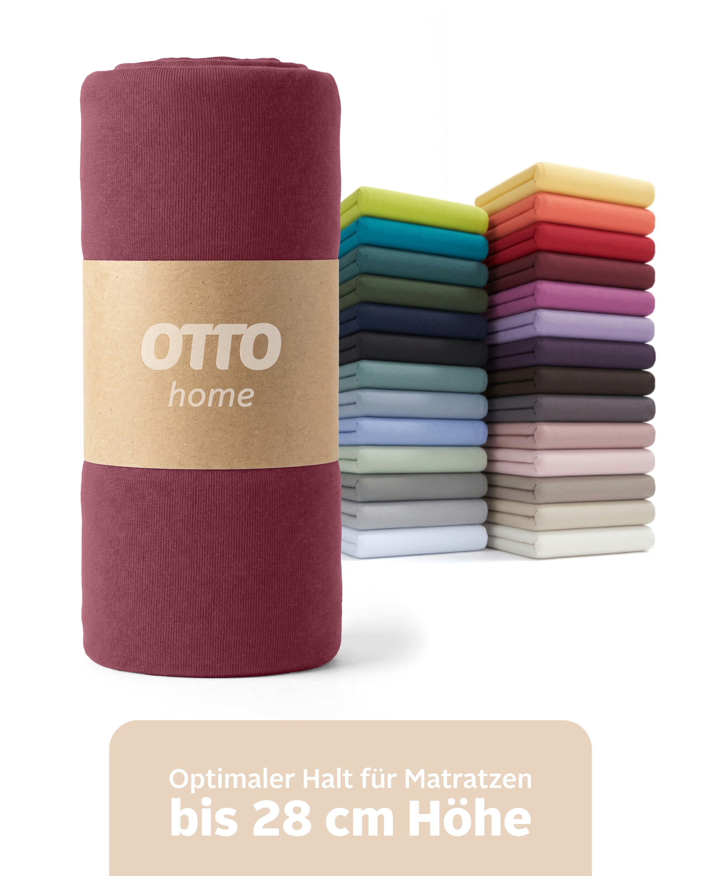 OTTO home Spannbettlaken BLACKBERRY in PREMIUM und BASIC Qualität, 100% Baumwolle, Jersey (110 g/m), Gummizug: rundum, (2 Stück), für hohe Matratzen bis 28 cm, Bettlaken, Spannbetttuch, Boxspring