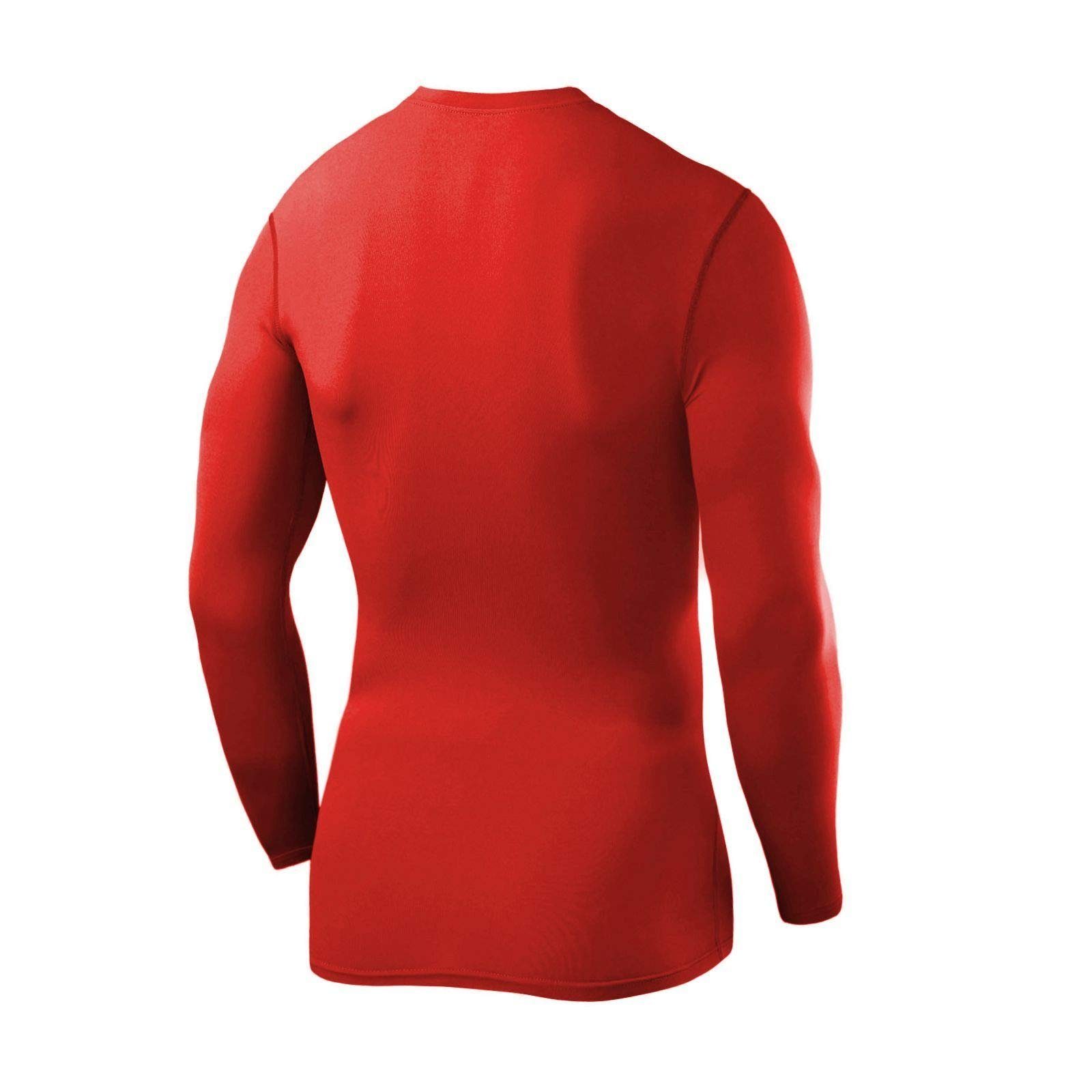 POWERLAYER Langarmshirt PowerLayer Rot Shirt XS Herren Kompressions Rundhalsausschnitt