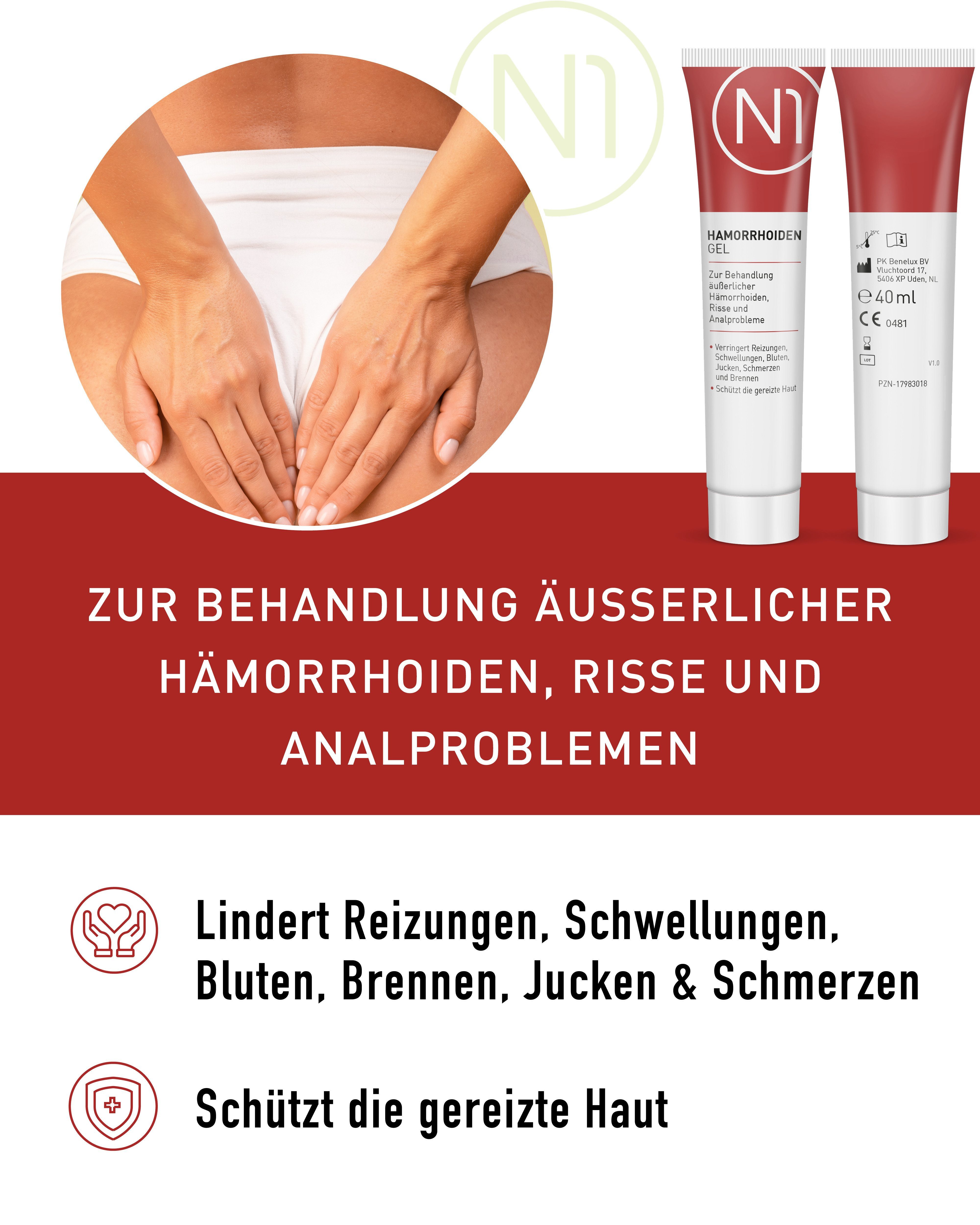 N1 Healthcare Analgleitgel N1 Hämorrhoiden Gel, 40 ml, erprobtes Medizinprodukt aus der Apotheke
