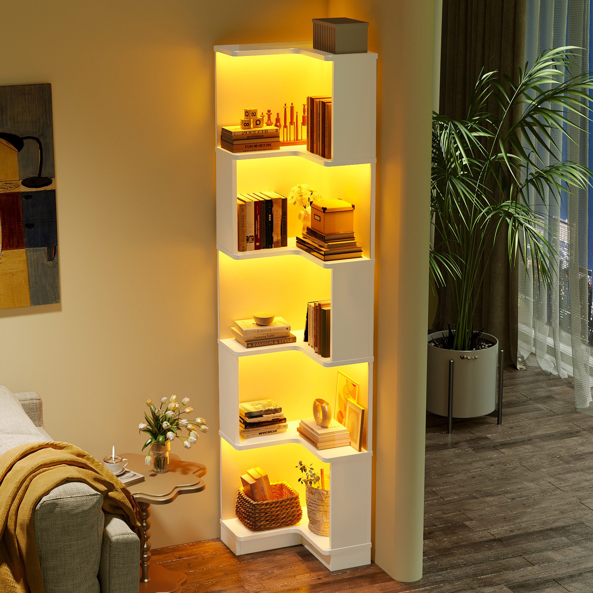Flieks Bücherregal Standregal mit LED-Beleuchtung und günstig online kaufen