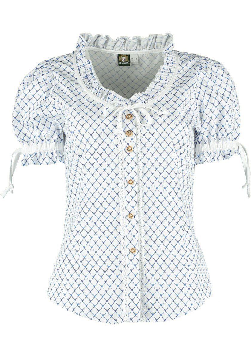 OS Trachten Trachtenbluse Poceu Damen Kurzarmbluse mit Bündchen an den Ärmeln